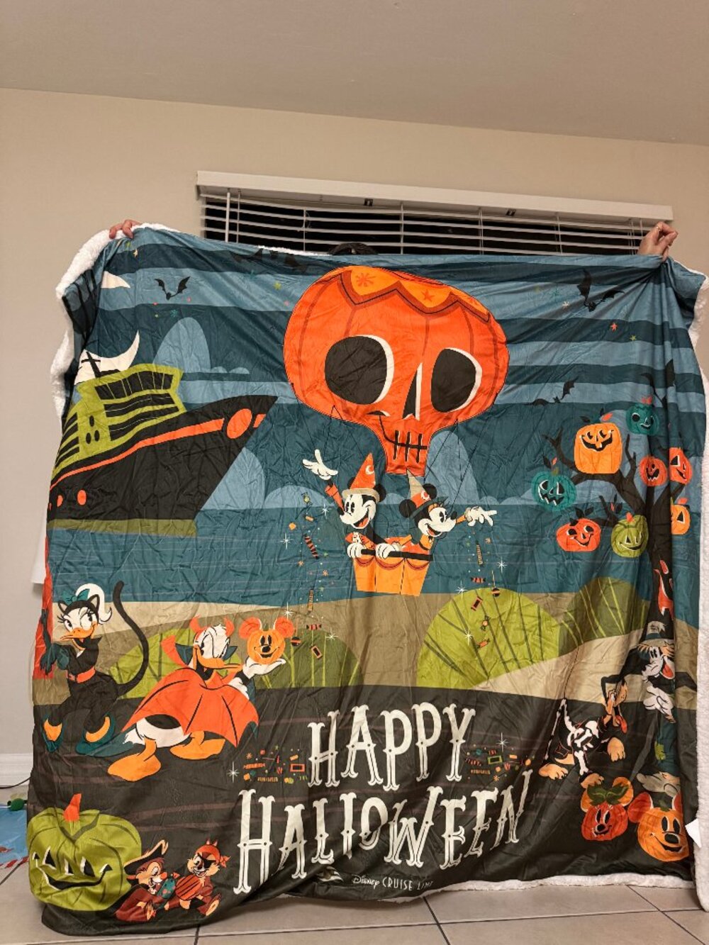 disney cruise line halloween on the high seas plush pillow & fleece throw blanke